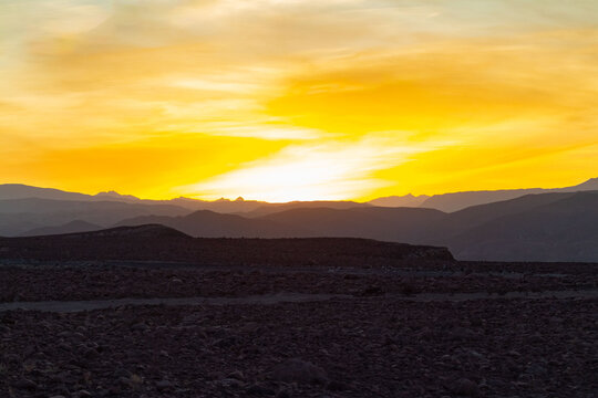 sunrise on the road on the way to the Codpa Valley in northern Chile