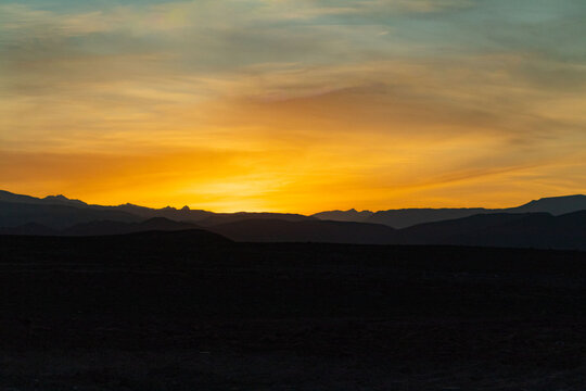 sunrise on the road on the way to the Codpa Valley in northern Chile