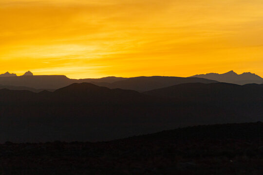 sunrise on the road on the way to the Codpa Valley in northern Chile