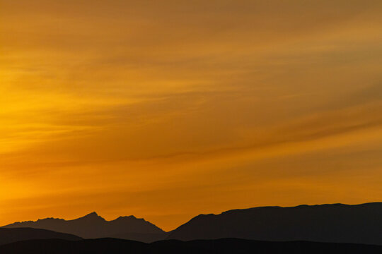 sunrise on the road on the way to the Codpa Valley in northern Chile