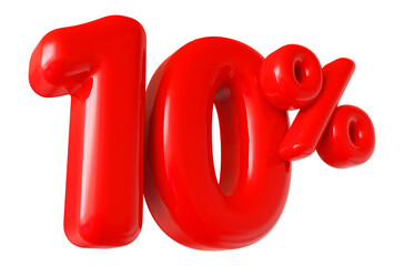 10 percent off sale red number discount 3d render