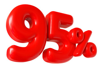 95 percent off sale red number discount 3d render