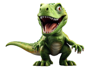 Green T rex dinosaur toy 3d rendering isolated illustration on white background