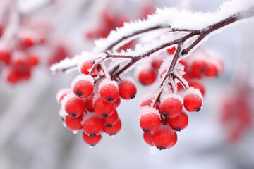 Christmas berries against a frosty background