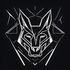 Geometric very simple coyote logo Monoline art . Vector style art with Sharp lines. 