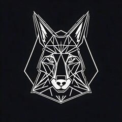 Geometric very simple coyote logo Monoline art . Vector style art with Sharp lines. 