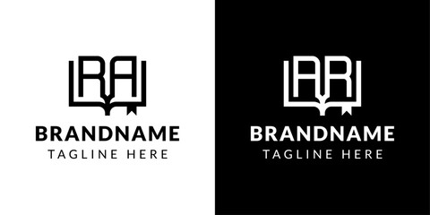 Letter AR and RA Book Logo, suitable for business related to book with AR or RA initials.