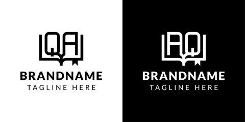 Letter AQ and QA Book Logo, suitable for business related to book with AQ or QA initials.