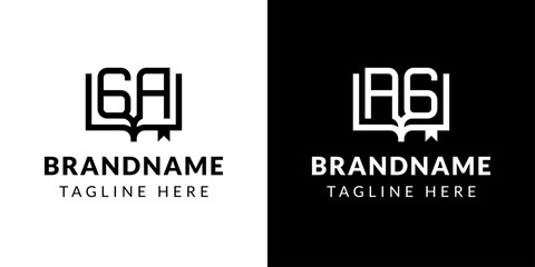 Letter AG and GA Book Logo, suitable for business related to book with AG or GA initials.