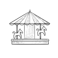 carousel amusement park handdrawn illustration