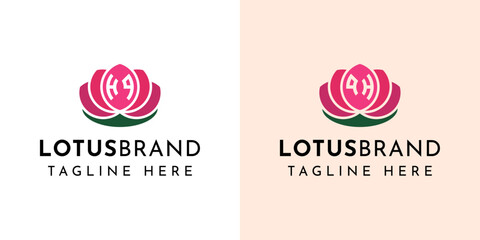 Letter HQ and QH Lotus Logo Set, suitable for business related to lotus flowers with HQ or QH initials.