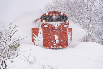 北海道の1月、ラッセル車。