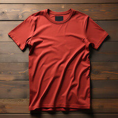 Minimalist Red T-Shirt Mockup on Neutral Background - Ideal for Simple and Elegant Apparel Presentation