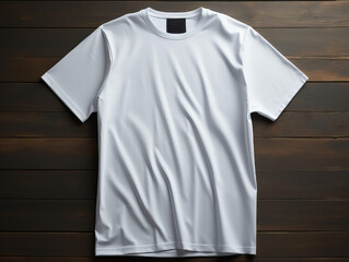 Minimalist White T-Shirt Mockup on Neutral Background - Ideal for Simple and Elegant Apparel Presentation