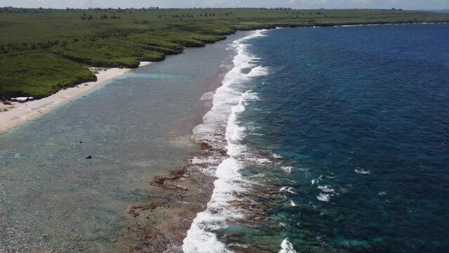 Drone shot of beach at tinian