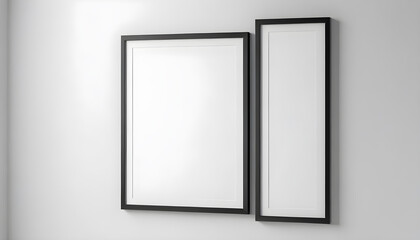 Vertical-black-frame-mockup-close-up-on-wall,-3d-render