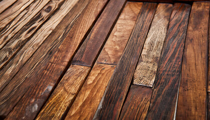 Various wood planks laid out, close-up