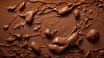 溶けたチョコレートと板チョコレートを上面から見たイメージ素材