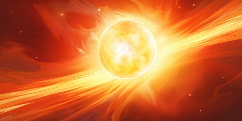 A vibrant depiction of the sun, complete with a lens flare effect