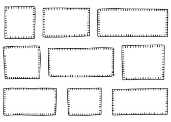 手書きの四角形フレームのセット　ベクター