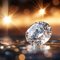 Fototapeta premium Closeup A radiant diamond set against a shiny background