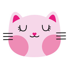 Cute Kawaii Pink cat face sticker kids