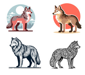 vector illustration wolf pack 13