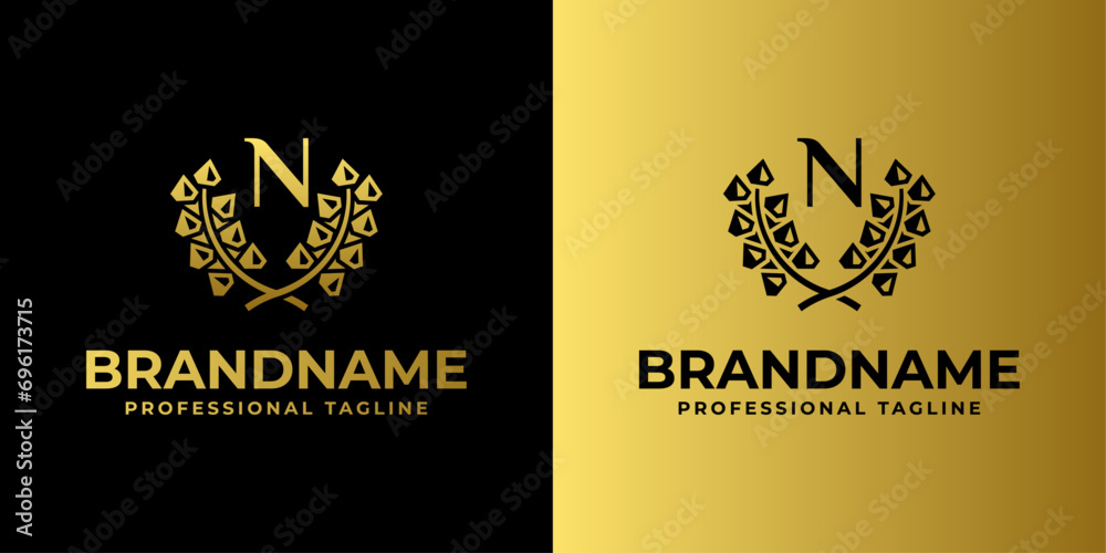 Wall mural Letter N Diamond Laurel Logo, suitable for business related to Diamond and Laurel with N initial