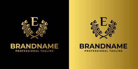 Letter E Diamond Laurel Logo, suitable for business related to Diamond and Laurel with E initial