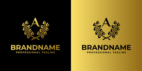 Letter A Diamond Laurel Logo, suitable for business related to Diamond and Laurel with A initial.