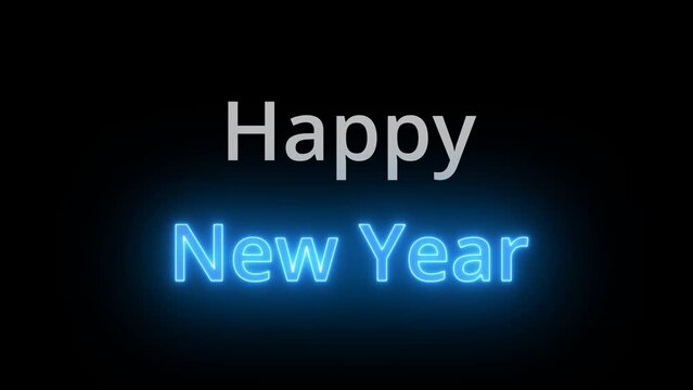 Festive neon animation for a lively happy new year greeting