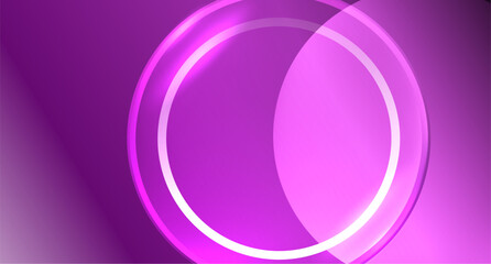 Neon glass circle copyspace for your text or product presentation geometric background. Vector illustration For Wallpaper, Banner, Background, Card, Book Illustration, landing page