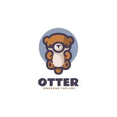 Vector Logo Illustration Otter Simple Mascot Style.