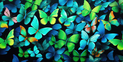 a colorful collection of butterflies