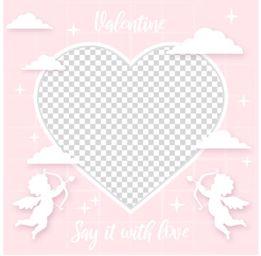 blank photo template mockup frame valentine day style cupid love design vector mockup illustration