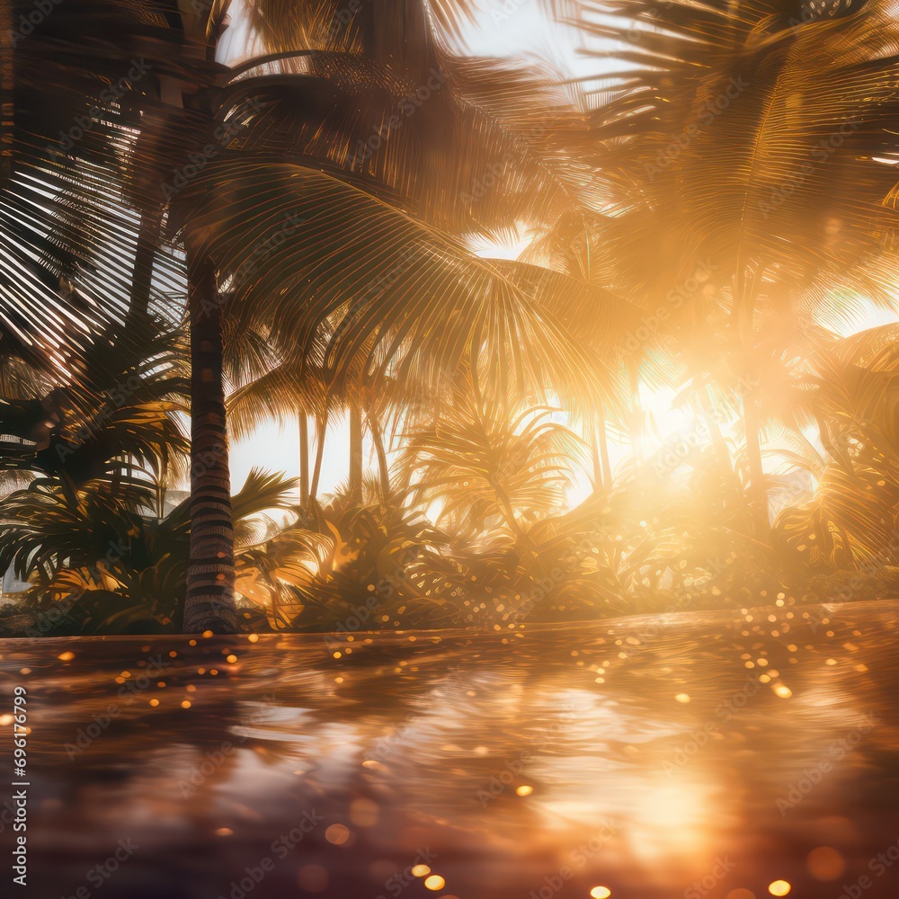 Canvas Prints Amidst the palm trees with sunlights shimmering and creating a defocused blur effect