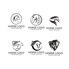 modern set of black horse logos