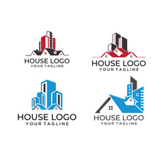 Naklejka premium Real Estate Logo, house logo and building logo icon set .design template vector illustration