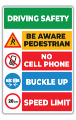 Driving Safety Awareness Sign  illustration vector 