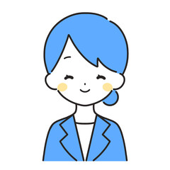 青色｜笑顔の女性イラスト｜スーツ