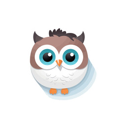 Owl with yellow eyes on a white background. Vector illustration.