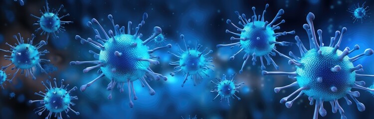 Dancing Blue Viruses: A Symphony of Infections in Chromatic Hues, health risks, pandemics, immunity, and the ongoing efforts in medical research and vaccination development. 
