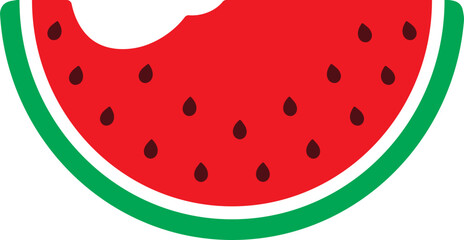 Red watermelon fruit. Half, quarter and slice of watermelon.