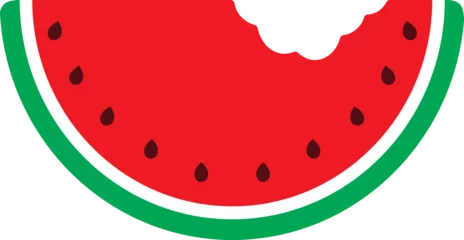 Foto op Plexiglas Red watermelon fruit. Half, quarter and slice of watermelon. © Demolab