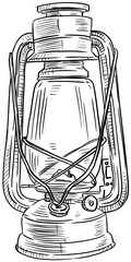 kerosene lamp handdrawn illustration