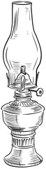 kerosene lamp handdrawn illustration