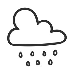 cloud with rain hand drawn icon. rainy day. weather icon.