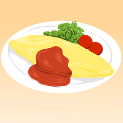 Illustration vector graphic of Japanese food omelet, perfect for restaurant menu, food banners, food product 