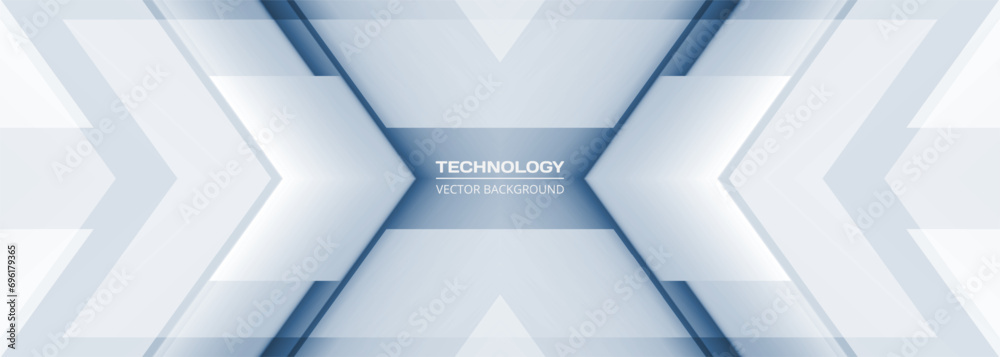 Aufkleber Tech wide 3D abstract background with technology arrows. Digital hi tech blue abstract geometric modern gaming banner design. Vector illustration
