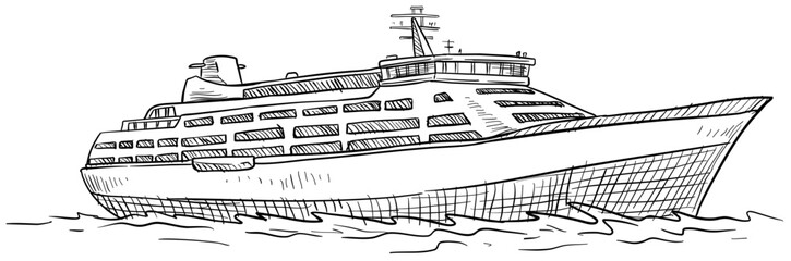 cruise ship handdrawn illustration